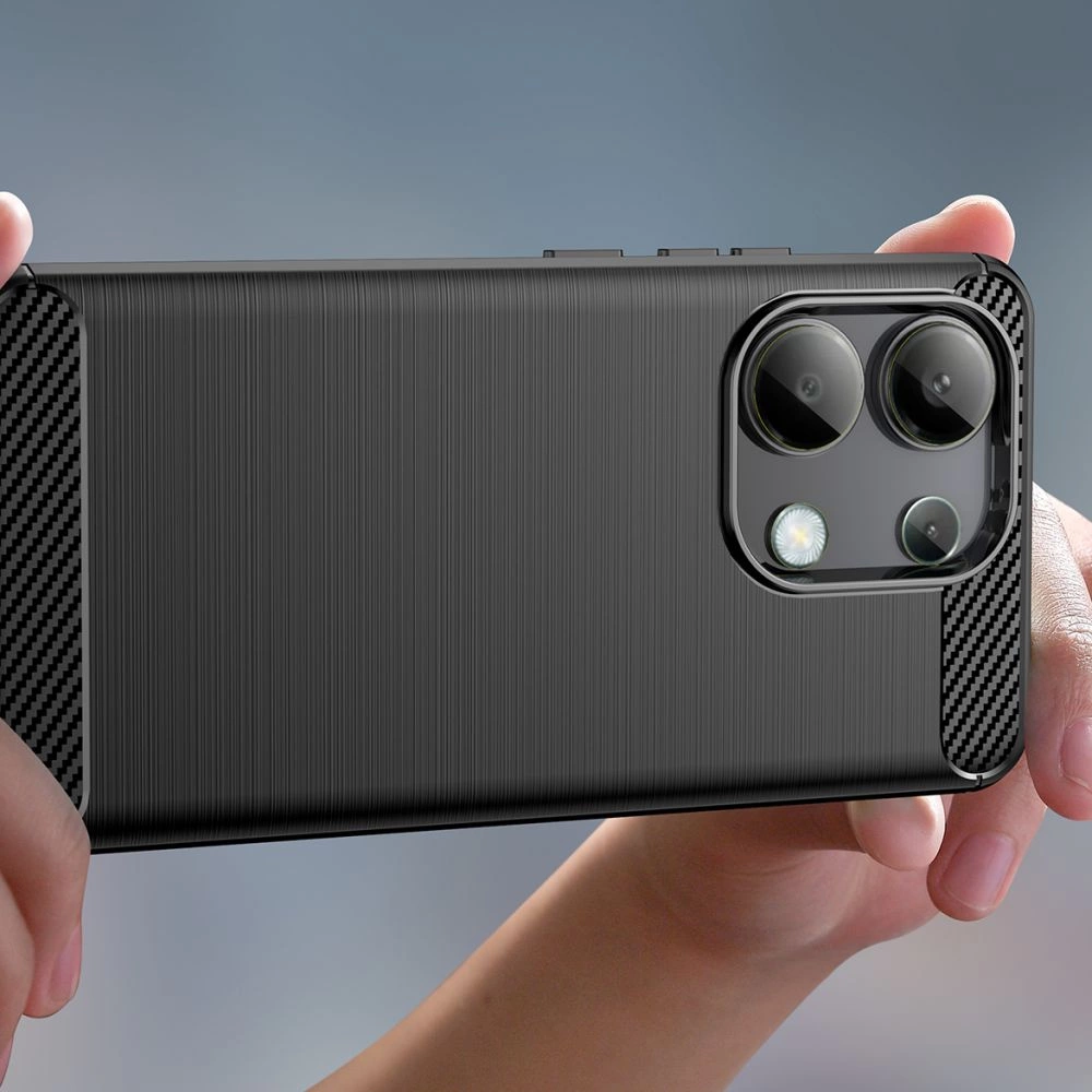 Xiaomi Redmi Note 13 4G / LTE Tech-Protect TPUCarbon Fiber TPU Protective Case Cover, Black | Telefona Vāciņš...