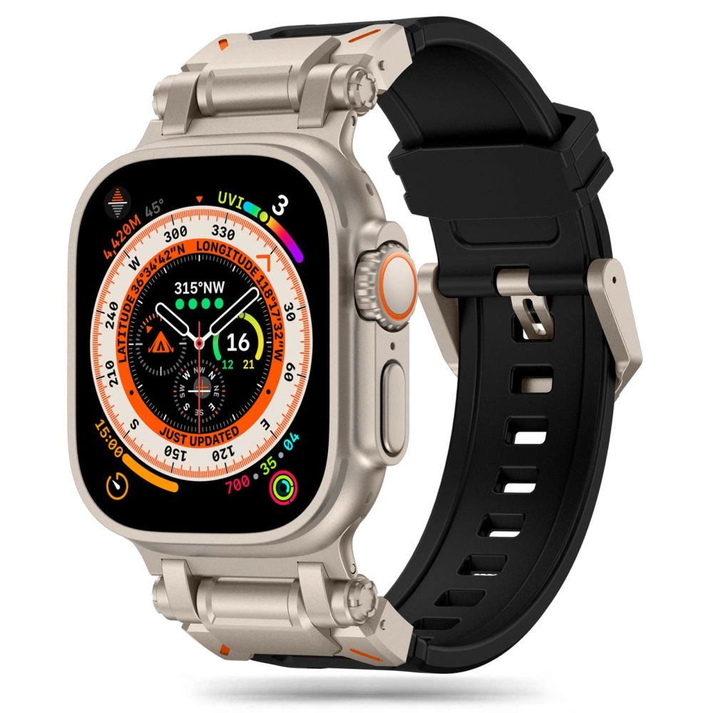 Tech-Protect Delta Pro siksniņa Apple Watch 4 / 5 6 7 8 9 SE Ultra 1 2 (42/44/45/49 mm) - Melna un titāna krāsā |...
