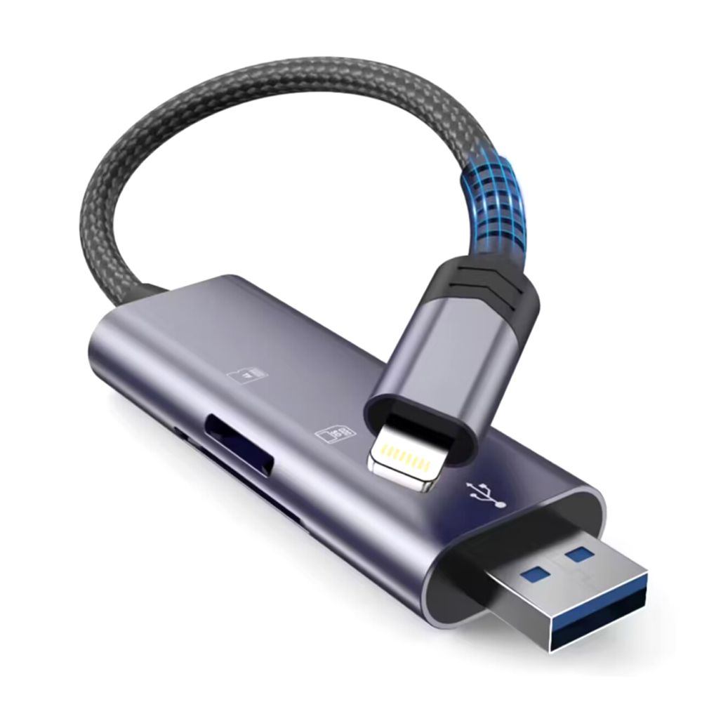 Tech-Protect UltraBoost SD/micro SD karšu lasītājs Lightning / USB-A, Pelēks