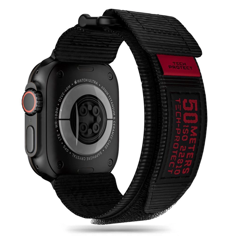 Tech-Protect Scout Pro siksniņa Apple Watch 4 / 5 6 7 8 9 SE Ultra 1 2 (42/44/45/49 mm) - Melna | Strap for Black