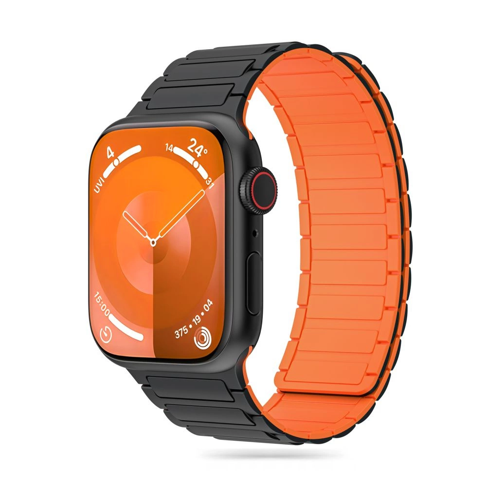 Tech-Protect IconBand magnētiskā siksniņa Apple Watch 4 / 5 6 7 8 9 SE Ultra 1 2 (42/44/45/49 mm) - Melns un oranžs...