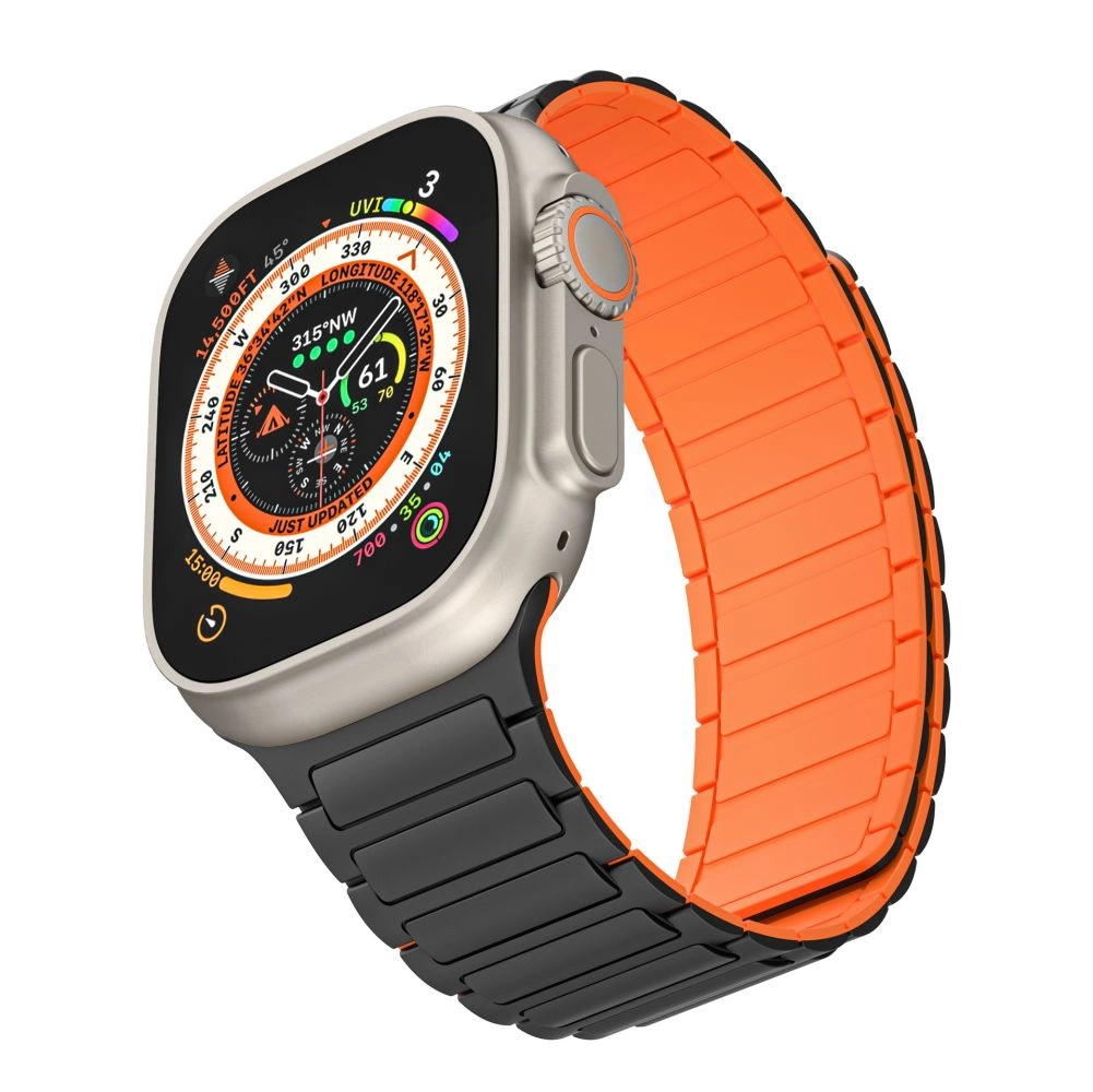 Tech-Protect IconBand magnētiskā siksniņa Apple Watch 4 / 5 6 7 8 9 SE Ultra 1 2 (42/44/45/49 mm) - Melns un oranžs...