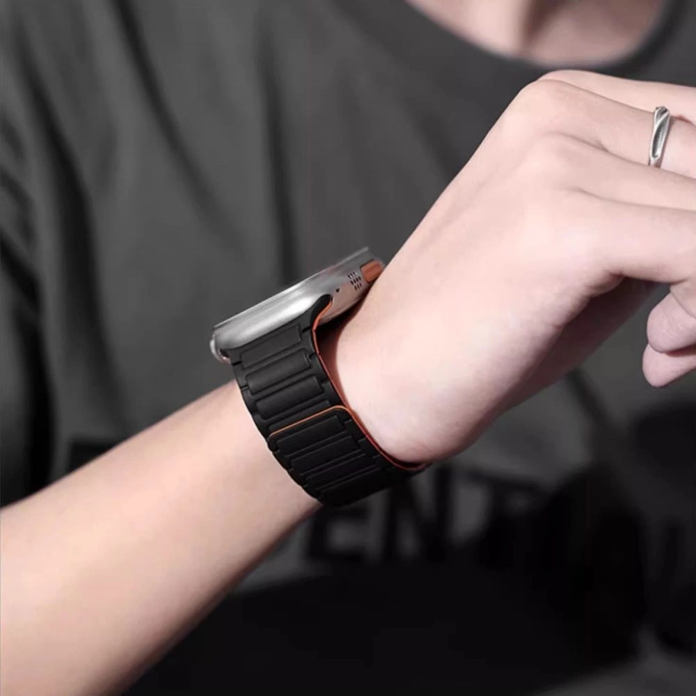 Tech-Protect IconBand magnētiskā siksniņa Apple Watch 4 / 5 6 7 8 9 SE Ultra 1 2 (42/44/45/49 mm) - Melns un oranžs...
