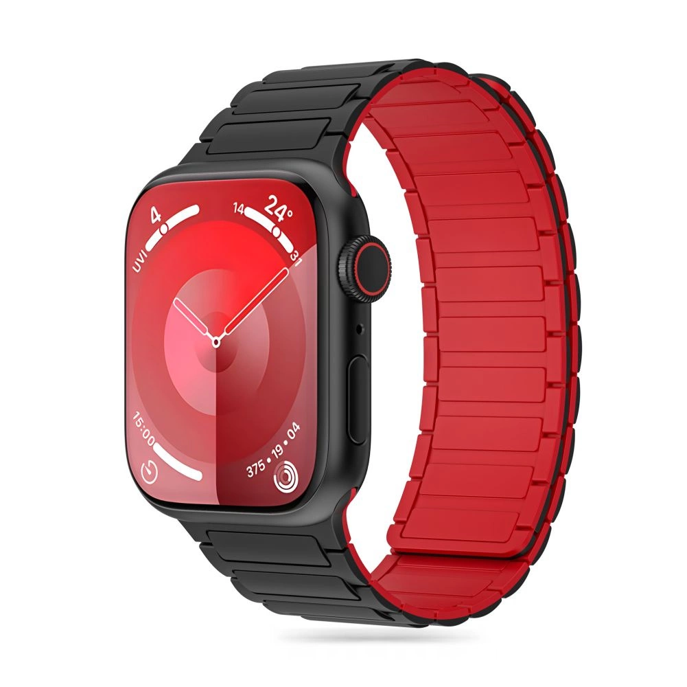 Tech-Protect IconBand magnētiskā siksniņa Apple Watch 4 / 5 6 7 8 9 SE Ultra 1 2 (42/44/45/49 mm) - Melna/sarkana |...