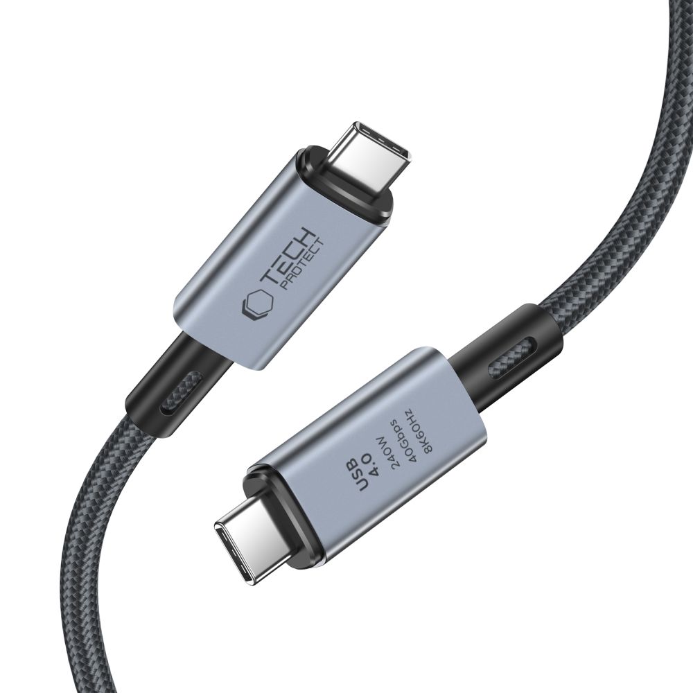Кабель Tech-Protect UltraBoost Max USB-C 4.0 240W 8K 40Gbps 1м, серый