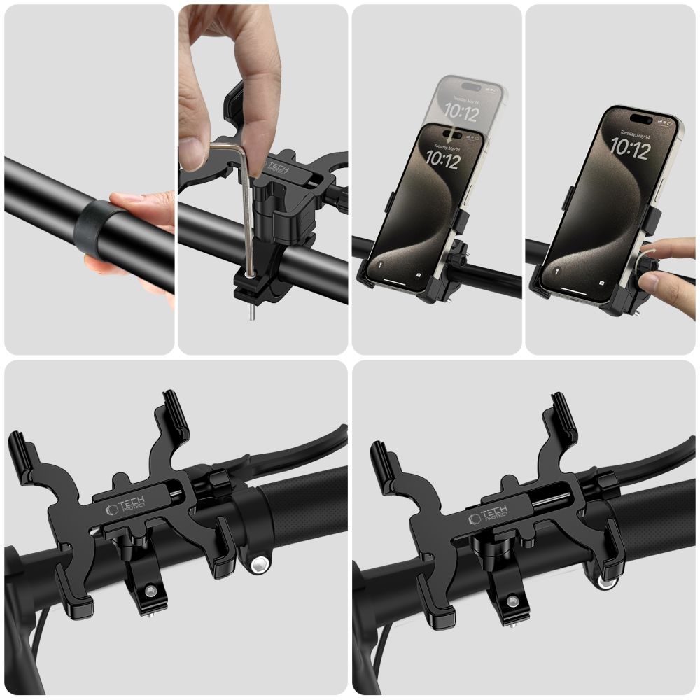 Tech-Protect V3 Bike Phone Holder for Handlebars, Black