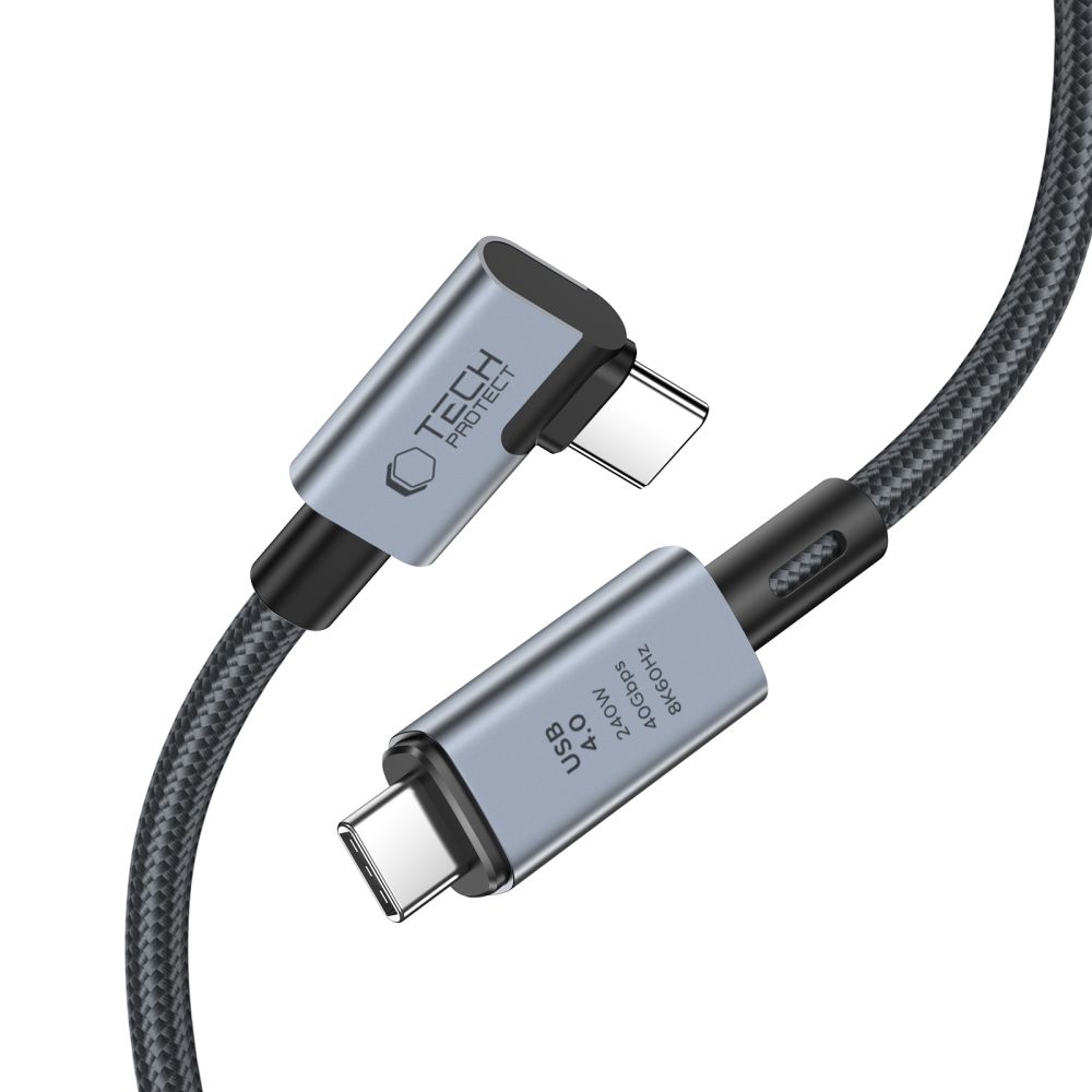 Tech-Protect UltraBoost Max L USB-C 4.0 (straight) / USB-C 4.0 (angled) PD cable 240W 8K 40Gbps 1.5m - gray