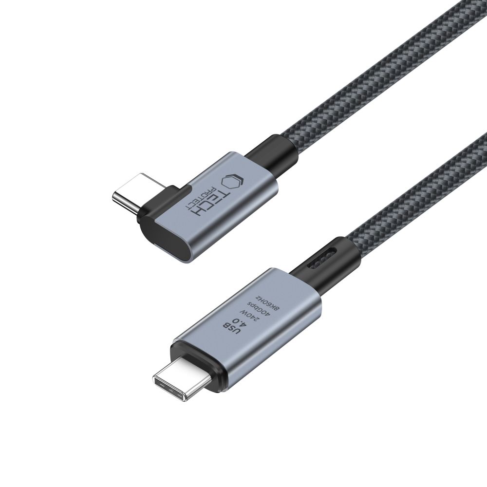 Tech-Protect UltraBoost Max L USB-C 4.0 (straight) / USB-C 4.0 (angled) PD cable 240W 8K 40Gbps 1.5m - gray