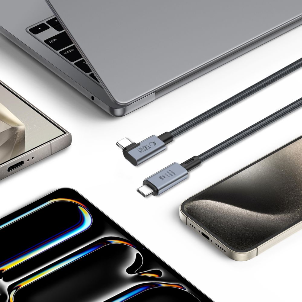 Tech-Protect UltraBoost Max L USB-C 4.0 (straight) / USB-C 4.0 (angled) PD cable 240W 8K 40Gbps 1.5m - gray