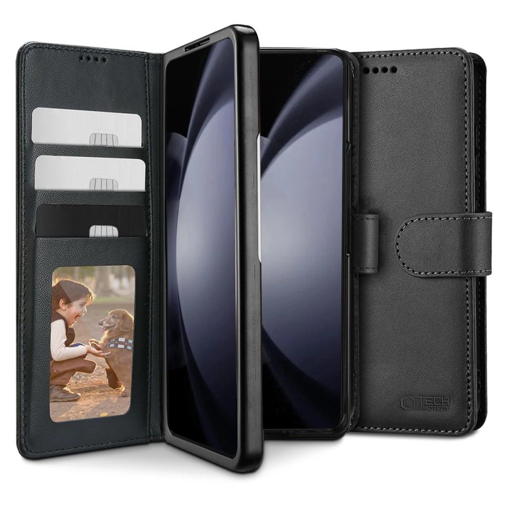 Samsung Galaxy Z Fold 6 ( SM-F956B/DS ) Tech-Protect Wallet Book Case Cover, Black | Telefona Vāciņš Maciņš...
