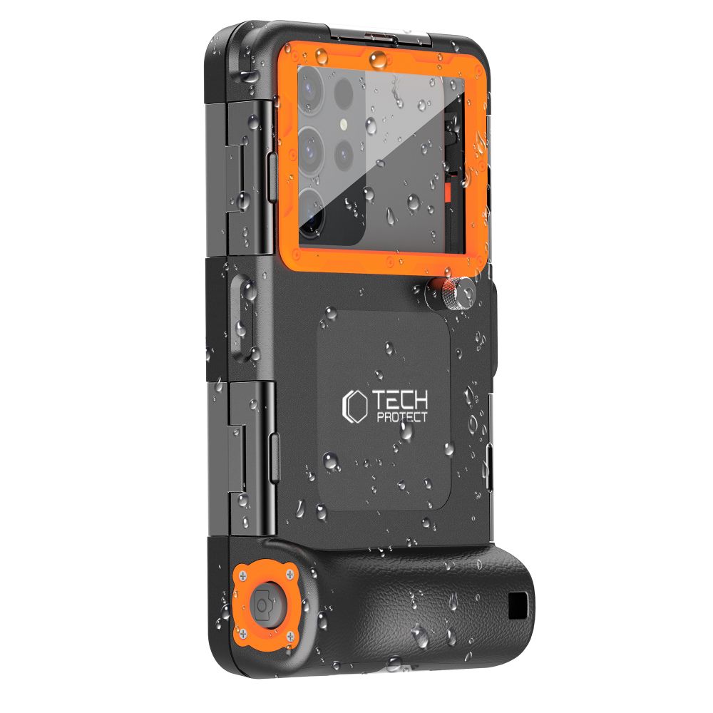 Tech-Protect IPX8 Waterproof Case for 4.7-6.7\" Smartphones, Black/Orange