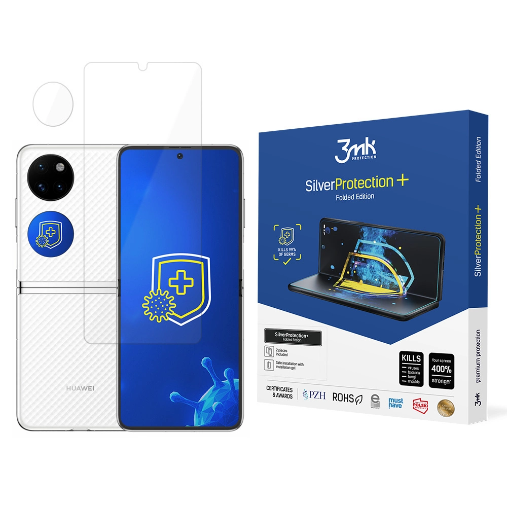 Huawei P50 Pocket 3MK Silver Protect+ Antibacterial Screen Protector
