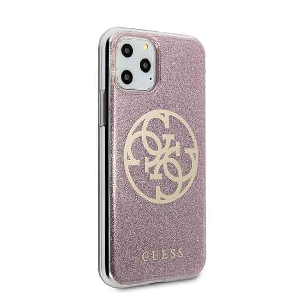 Чехол Guess 4G Circle Glitter для iPhone 11 Pro розовый