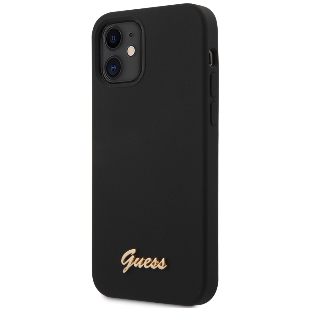 Guess GUHCP12SLSLMGBK iPhone 12 mini 5.4" black/black hardcase Silicone Script Gold Logo