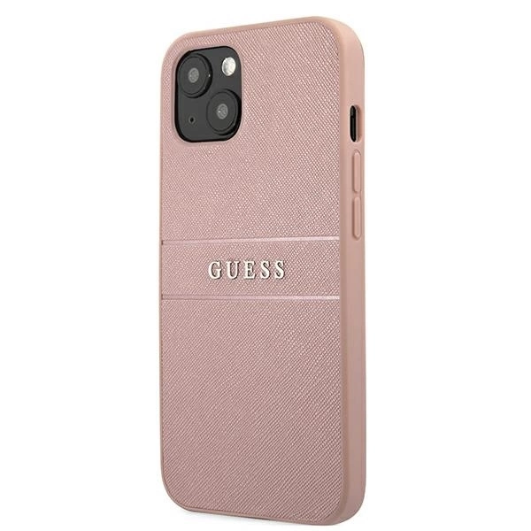 Guess GUHCP13SPSASBPI iPhone 13 mini 5,4" rozā/rozā cietais futrālis Saffiano Stripe | 5.4" pink/pink...