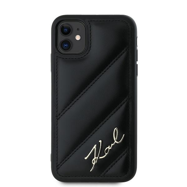 Karl Lagerfeld iPhone 11 / XR Case Diagonal Quilted Script, Black