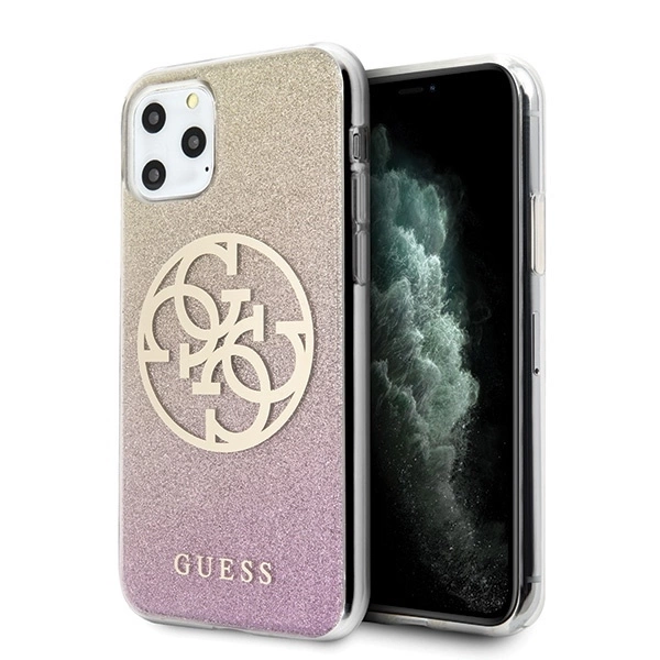 Guess GUHCN65PCUGLPGG iPhone 11 Pro Max różowo-gold pink cietais korpuss Glitter Gradient 4G Circle Logo | hard case