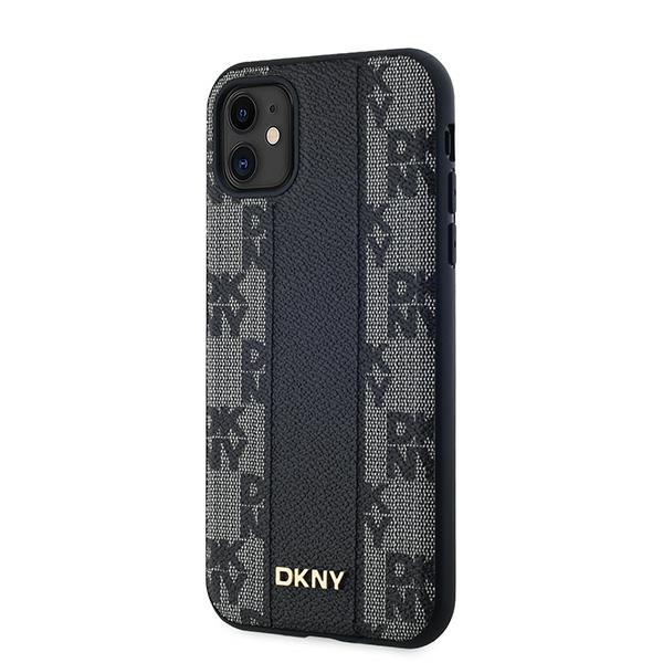 Dkny iPhone 11 / XR Case Leather Checkered Mono Pattern MagSafe, Black