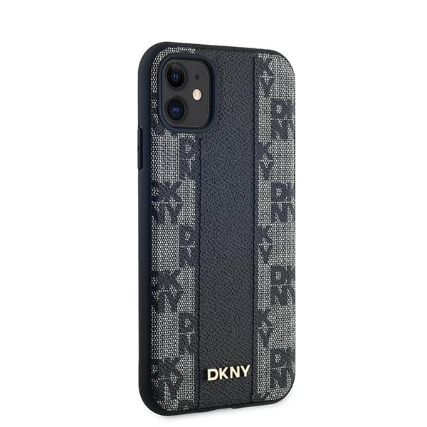 Dkny iPhone 11 / XR Case Leather Checkered Mono Pattern MagSafe, Black