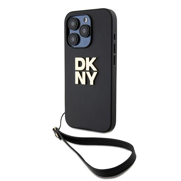 Apple iPhone 15 Pro 6.1'' DKNY Wrist Strap Stock Logo Case Cover, Black