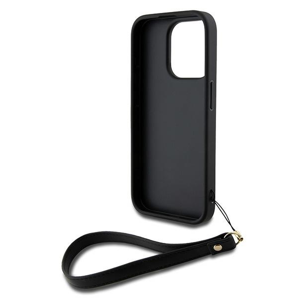 DKNY iPhone 15 Pro vāciņš Wrist Strap Stock Logo, melns