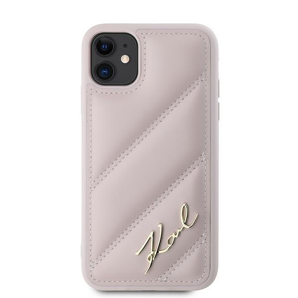 Karl Lagerfeld iPhone 11 / XR Case Diagonal Quilted Script, Pink