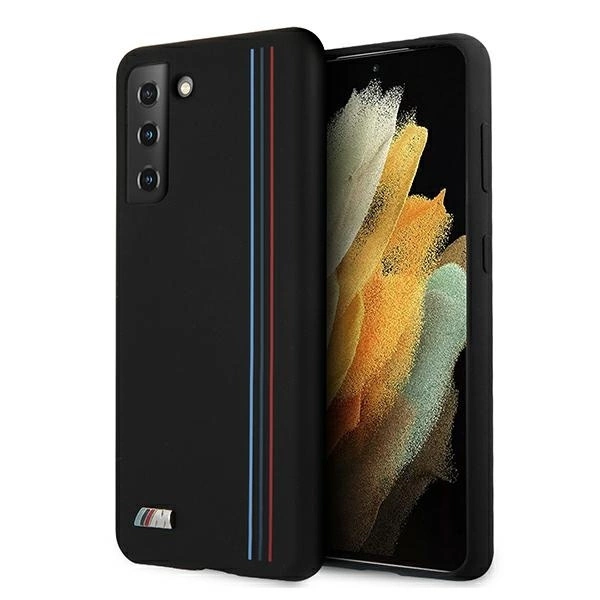 futrāļa vāciņš BMW BMHCS21SSIVTBK S21 G991 melns Silikona svītras M Collection | case cover black Silicone Stripes