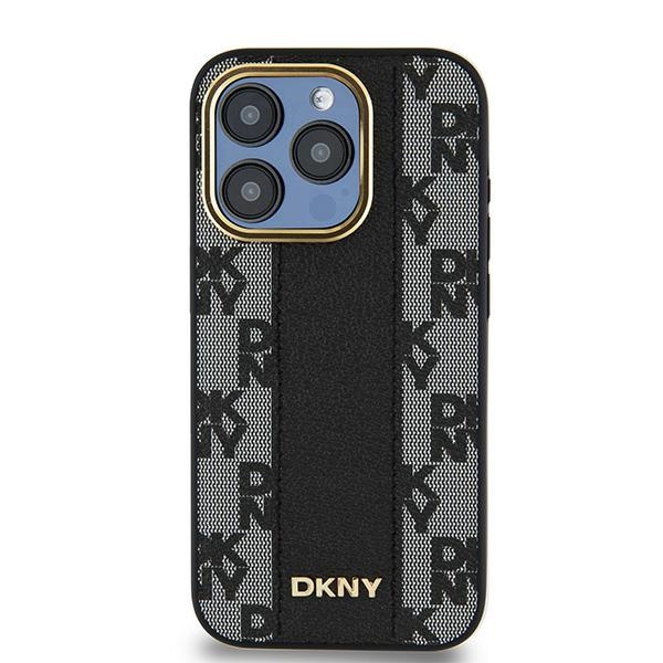 DKNY iPhone 15 Pro vāciņš Leather Checkered Mono Pattern MagSafe, melns