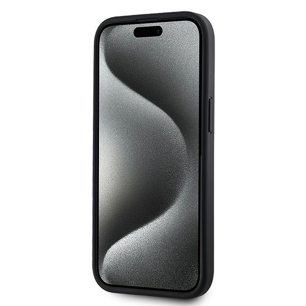 DKNY iPhone 14 / 15 / 13 vāciņš Leather Checkered Mono Pattern MagSafe, melns