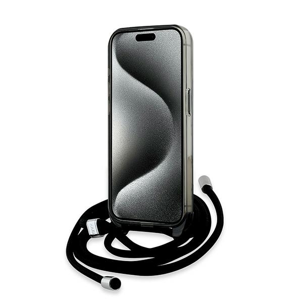 Karl Lagerfeld iPhone 15 Pro vāciņš IML Crossbody Monogram MagSafe, melns