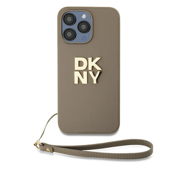 DKNY iPhone 15 Pro Max vāciņš Wrist Strap Stock Logo, bēšs