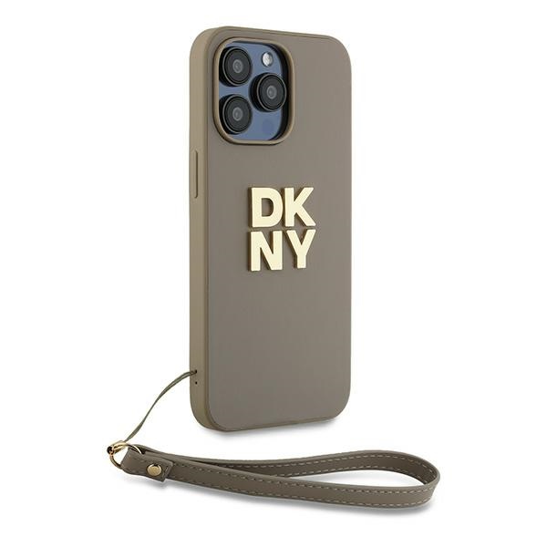 DKNY iPhone 15 Pro Max vāciņš Wrist Strap Stock Logo, bēšs