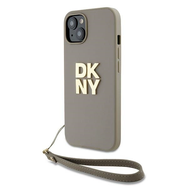 Чехол DKNY для iPhone 15 / 14 / 13 Wrist Strap Stock Logo, бежевый