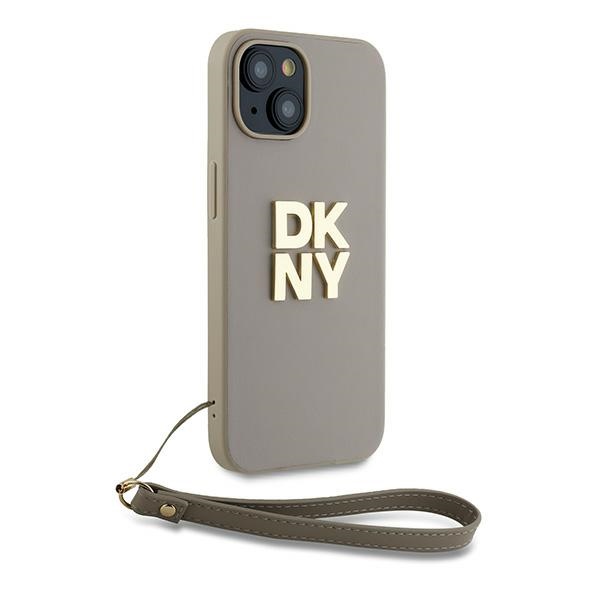 DKNY iPhone 15 / 14 / 13 Case Wrist Strap Stock Logo, Beige