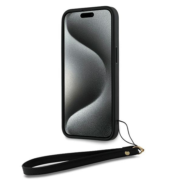 DKNY iPhone 15 Pro Max Case Wrist Strap Stock Logo, Black