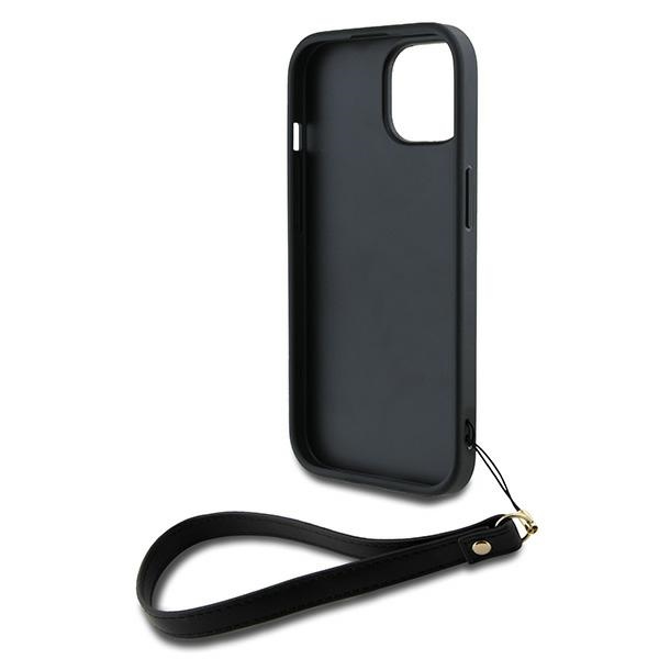 DKNY iPhone 15 / 14 / 13 vāciņš Wrist Strap Stock Logo, melns
