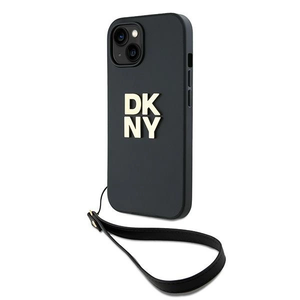 Apple iPhone 15 Plus 6.7'' DKNY Wrist Strap Stock Logo Case Cover, Black | Чехол Кабура Кейс...