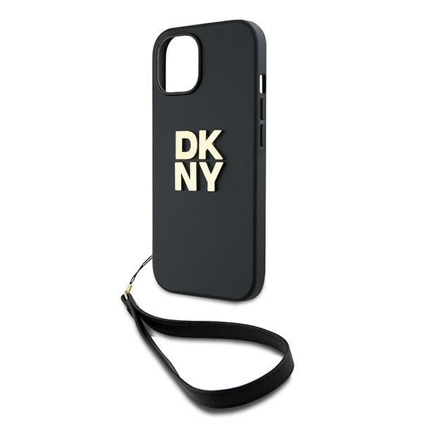 DKNY iPhone 15 Plus vāciņš Wrist Strap Stock Logo, melns