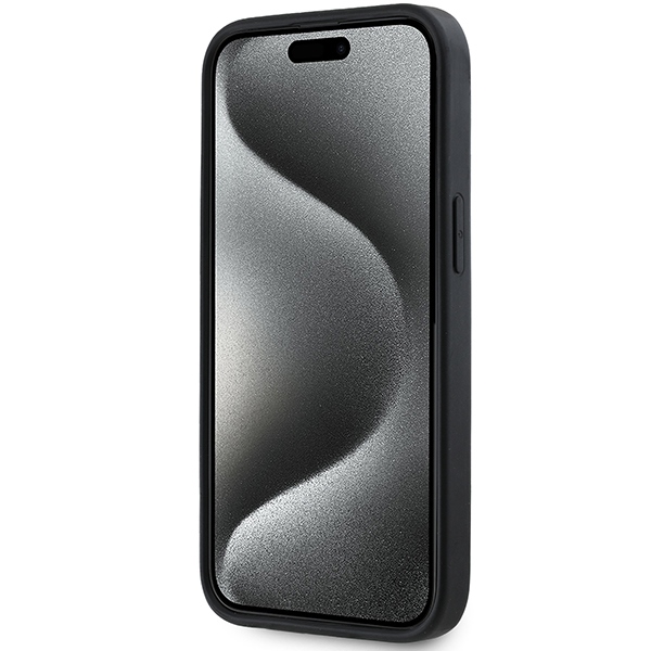 DKNY iPhone 15 Plus vāciņš 3D Rubber Repeat Pattern, melns