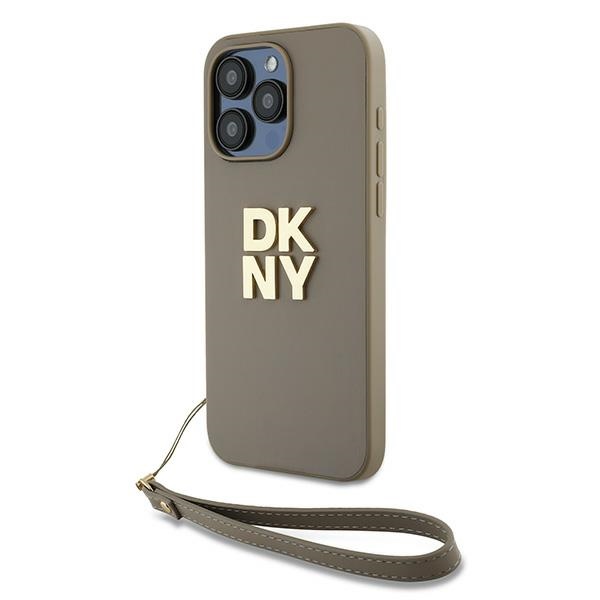 Apple iPhone 15 Pro 6.1'' DKNY Wrist Strap Stock Logo Case Cover, Beige