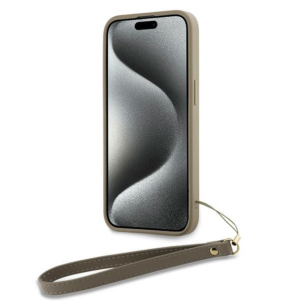 DKNY iPhone 15 Pro vāciņš Wrist Strap Stock Logo, bēšs