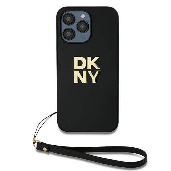 DKNY iPhone 14 Pro vāciņš Wrist Strap Stock Logo, melns