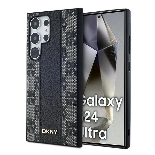 Чехол DKNY для Samsung Galaxy S24 Ultra Leather Checkered Mono MagSafe, черный