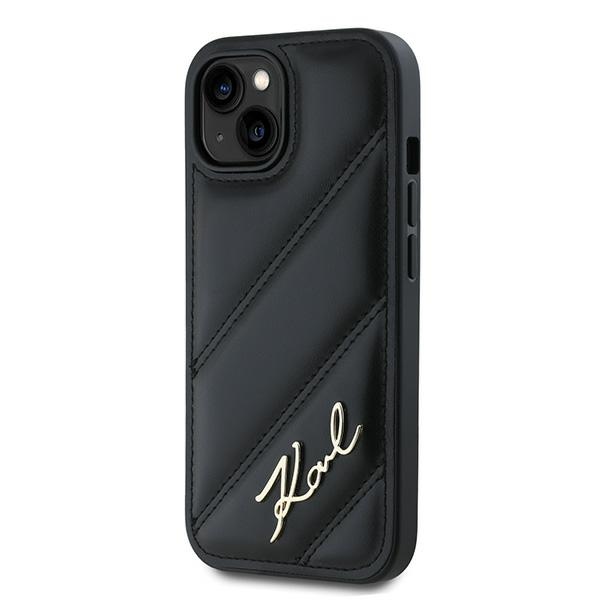 Чехол Karl Lagerfeld для iPhone 14 / 15 / 13 Diagonal Quilted Script, черный