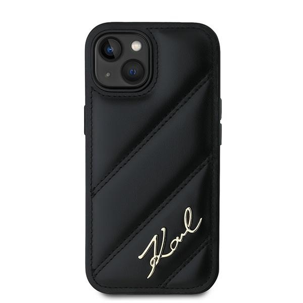 Чехол Karl Lagerfeld для iPhone 14 / 15 / 13 Diagonal Quilted Script, черный