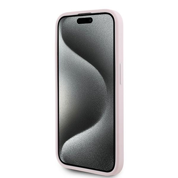 Karl Lagerfeld iPhone 15 Pro vāciņš Diagonal Quilted Script, rozā