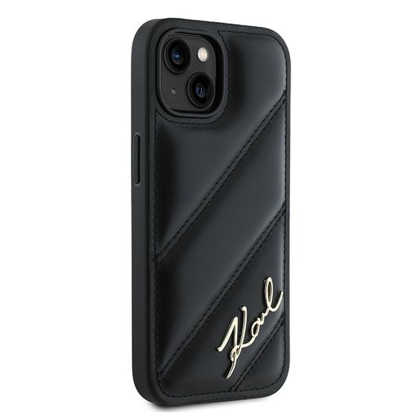 Чехол Karl Lagerfeld для iPhone 15 Plus / 14 Plus Diagonal Quilted Script, черный