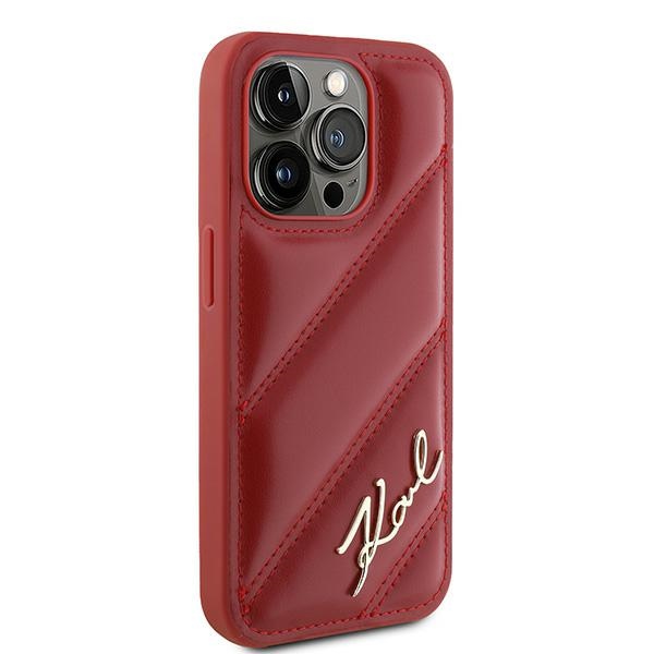 Karl Lagerfeld iPhone 15 Pro Max vāciņš Diagonal Quilted Script, sarkans
