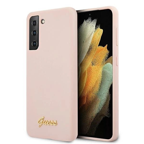 Guess GUHCS21MLSLMGLP S21+ G996 rozā/rozā krāsas cietais futrālis Silikona raksts Metāla logotips | pink/pink...