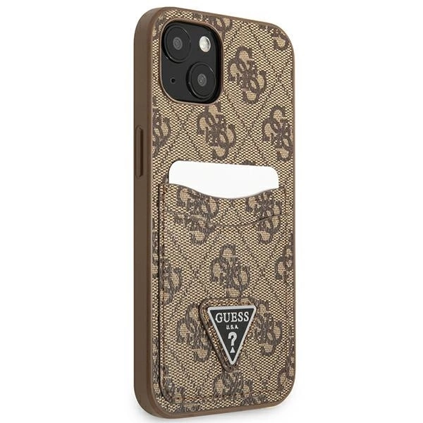 Apple iPhone 13 mini Guess 4G Triangle Logo Cardslot vāciņš maciņš - brūns | Phone Case Cover